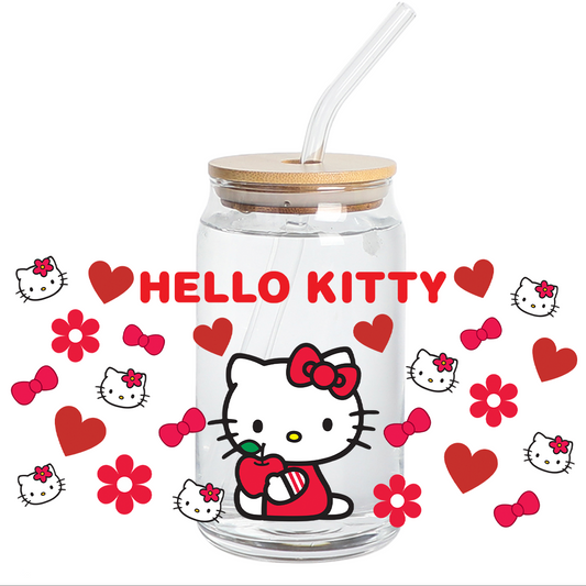 UV DTF Sticker Wraps - HELLO RED CAT LETTER 16 oz wrap