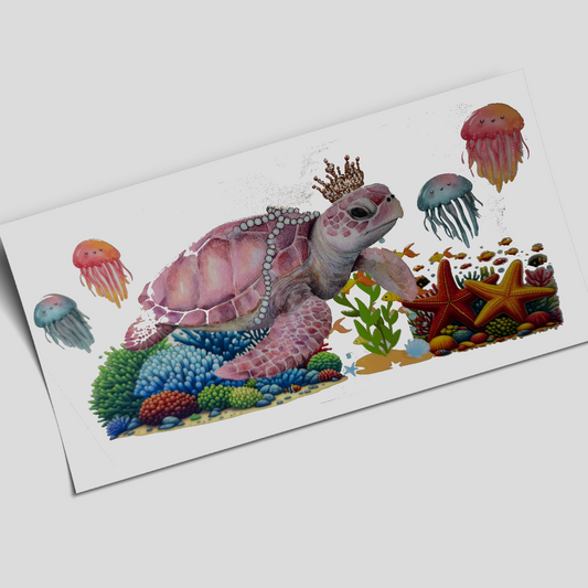 Cup Wrap Sticker  - UV DTF Pink Turtle