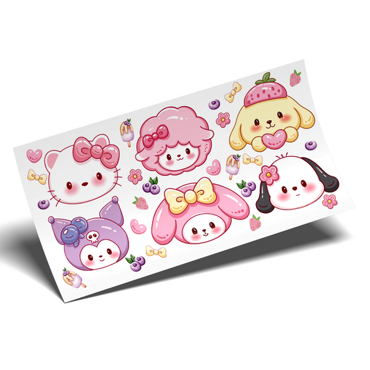 Cup Wrap Sticker UV DTF -Sanrio kawaii  Libbey cup Wrap