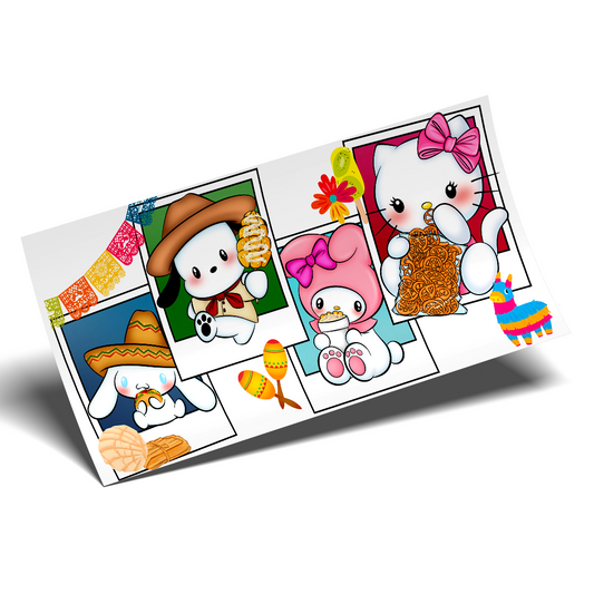 Cup Wrap Sticker UV DTF - Hello kitty Mexican Wrap