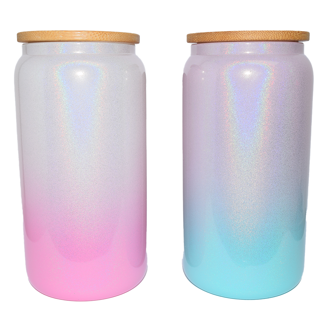 16 Oz Sublimatable DEGRADE Shimmer Glass Can Blank