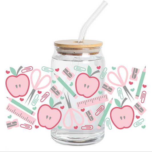UV DTF Stickers Wraps - Pink Teacher items libbey cup Wrap