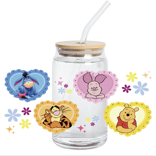 Cup Wrap UV DTF Stickers Wrap - Winnie big hearts Libbey cup Wrap
