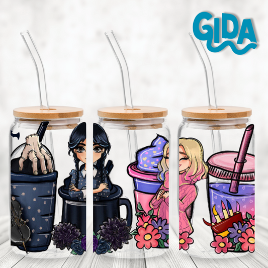 UV DTF Stickers Wraps - Merlina and Enid Libbey cup Wrap