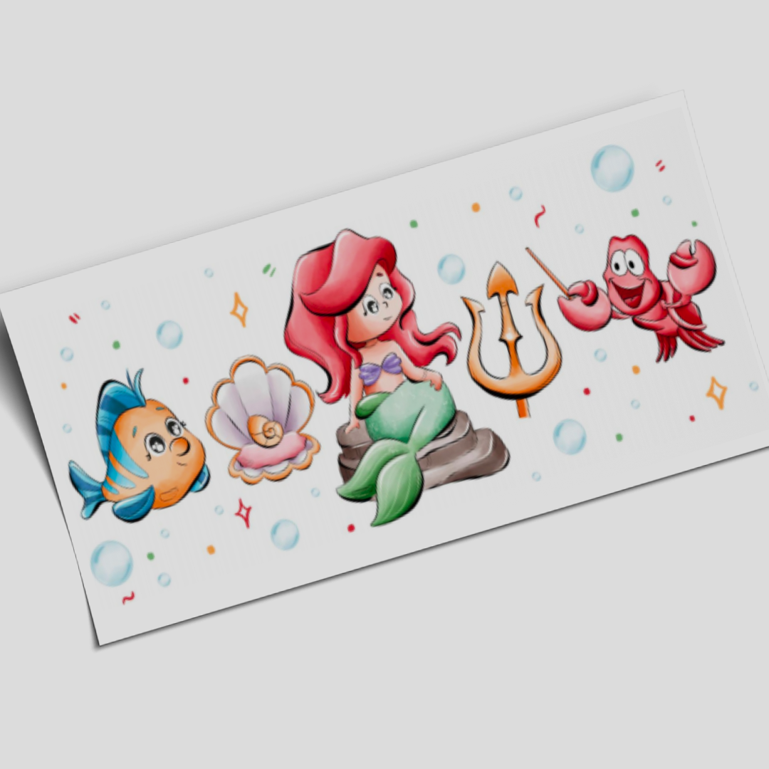 UV DTF Wrap Stickers - Baby Ariel Hand draw - 16oz libbey