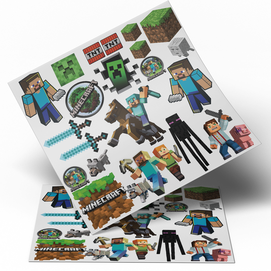 UV DTF Sheet Stickers - Minecraft 10x10 inches