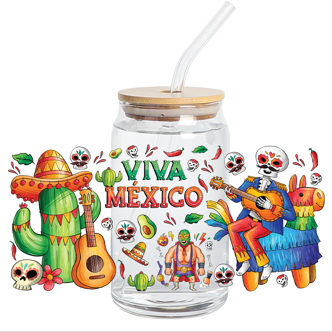 UV DTF Stickers Wraps -  Mexico libbey cup Wrap