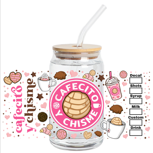 UV DTF Stickers Wrap - New Cafecito con Chisme / conchas  - cup wrap STICKER