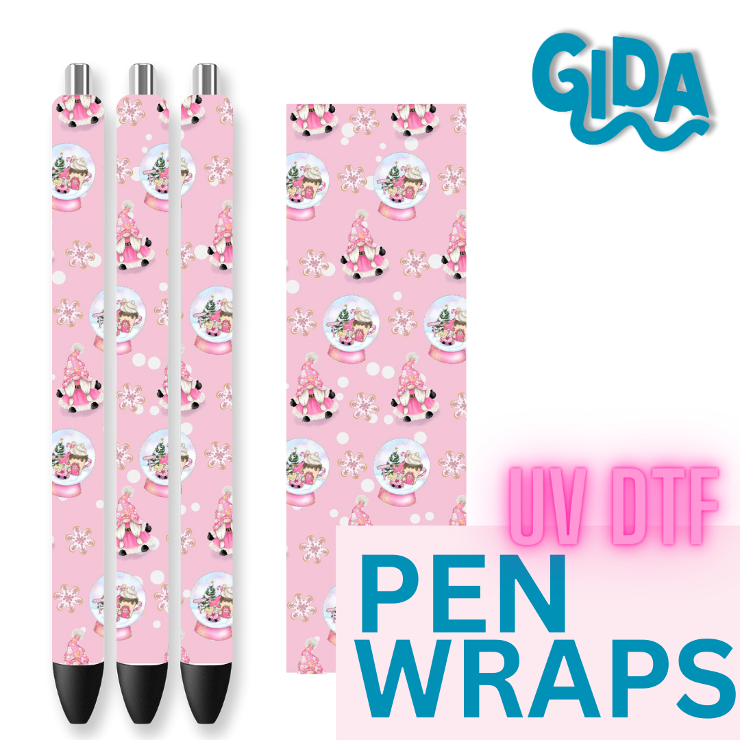 UV DTF - Pink Gnomes Christmas Pen Wrap