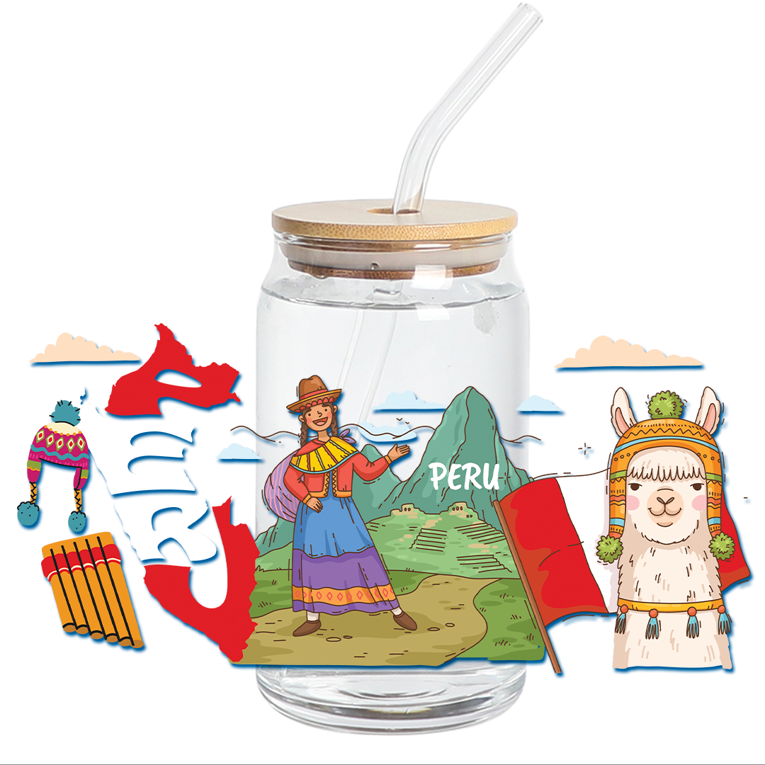 UV DTF Stickers Wraps -  Peru libbey cup Wrap