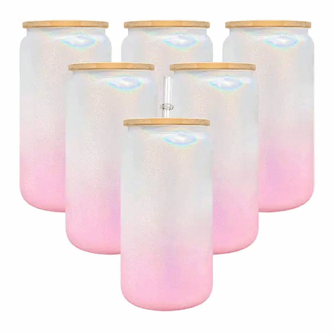 16 Oz Sublimatable DEGRADE Shimmer Glass Can Blank