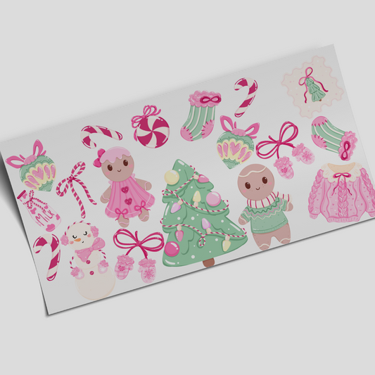 UV DTF -  Pastel Colors Christmas 16oz Libbey cup Wrap