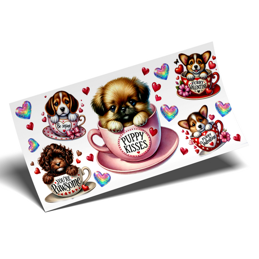 Cup Wrap Sticker UV DTF -  Puppy kisses