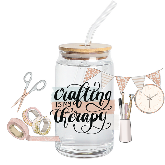 UV DTF Sticker Wraps - Crafting is my Therapy - Libbey 16 oz Wrap