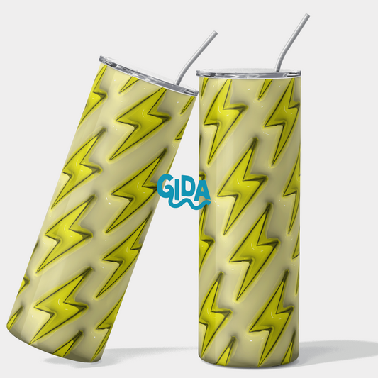 3D -   Rayitos Thunder Yellow  20oz Straight Tumbler wrap Vinyl