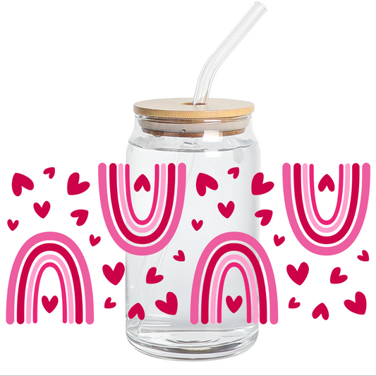 UV DTF WRAP - Pink rainbow Libbey cup Wrap - STICKERS