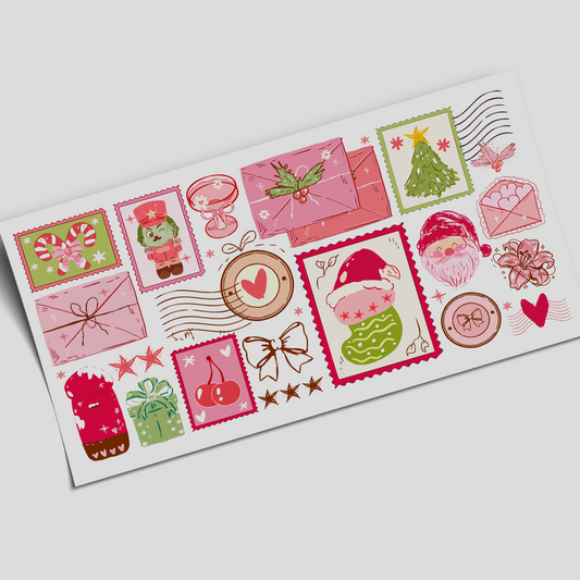 Cup Wrap Sticker  - UV DTF Coquette's Santa theme