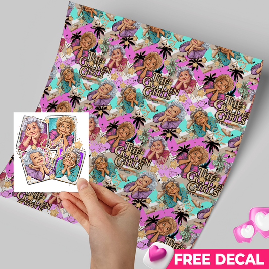 High-Quality Printed Adhesive Vinyl – Permanent Finish 12x12" The Golden girls  / Free Uvdtd decal