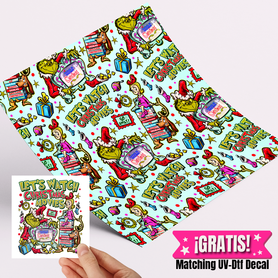 High Quality Printed Adhesive Vinyl – Permanent Finish 12x12" Grinch and Cindy hoo patterned / Free Uvdtd decal