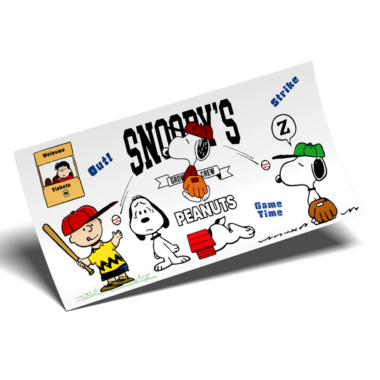 Cup Wrap Sticker UV DTF -  Snoopy Baseball games