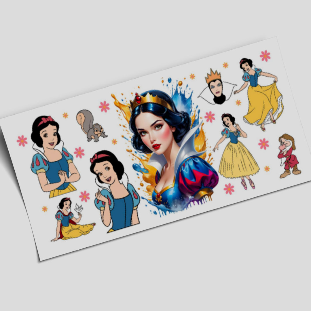 Cup Wrap Sticker  - UV DTF Snow white Princess Watercolor