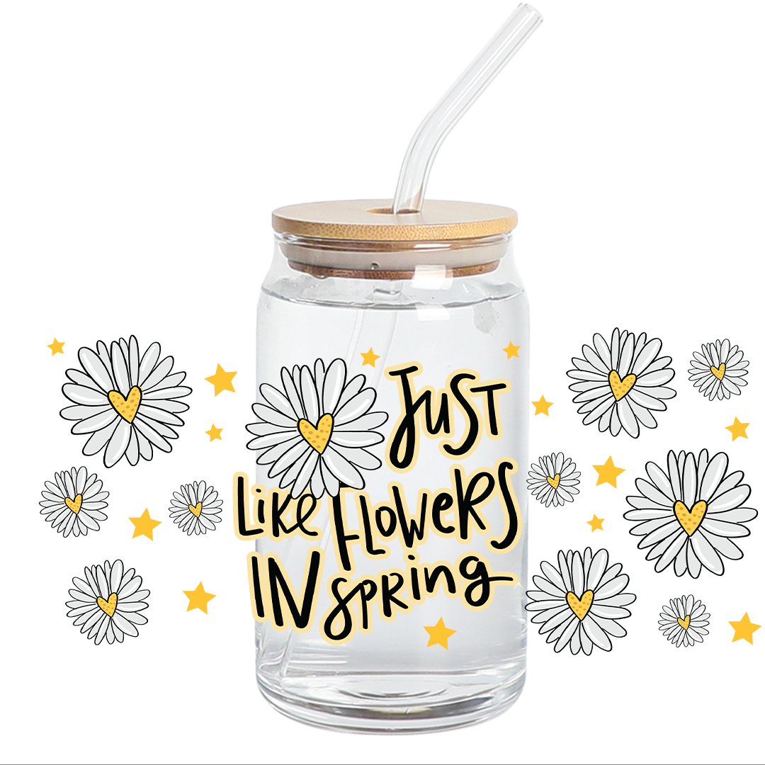 UV DTF Stickers wrap - Spring flowers 16oz Libbey cup Wrap