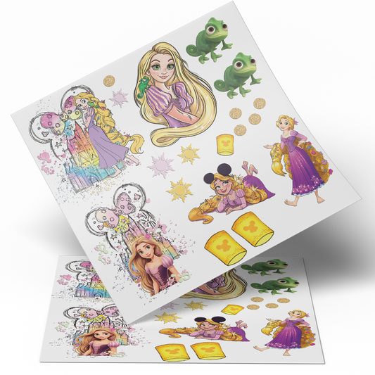 UV DTF Sheet WRAP -  Rapunzel  9.5x10 inches