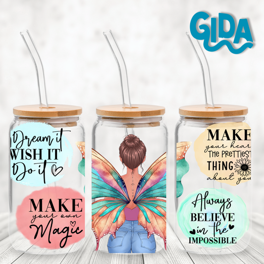 UV DTF -  Make Magic  Butterflies 16oz Libbey cup Wrap