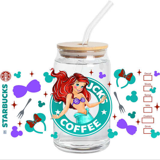 Cup Wrap Uv Dtf Stickers -  Mermaid Logo Coffee Libbey cup Wrap