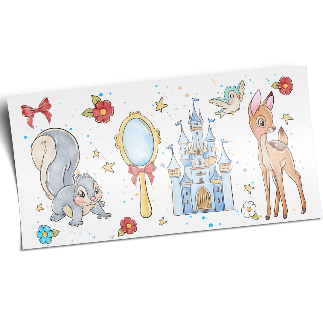 UV DTF Stickers Wrap -  Castle and Animal Friends