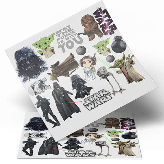 UV DTF Sheet Stickers -Star Wars 9.5x10 inches