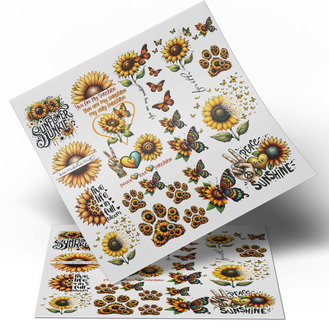 UV DTF  WRAP -  Sunflowers 12x10 inches - stickers