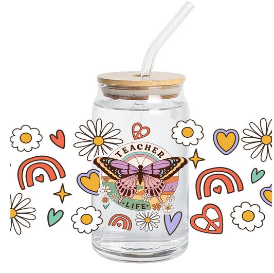 Cup Wrap UV DTF Stickers Wraps - Teachers Life Libbey cup Wrap