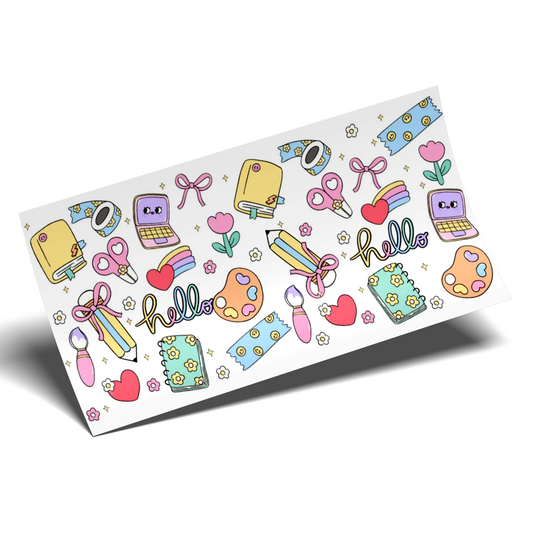 Cup Wrap Sticker  - UV DTF Hello Teacher items