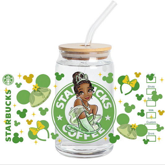 UV DTF Stickers Wrap - Green Tiana Libbey cup Wrap