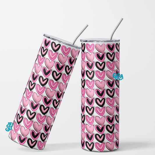 3D -   Tiny Pink Multi Hearts 20oz Straight Tumbler wrap Vinyl