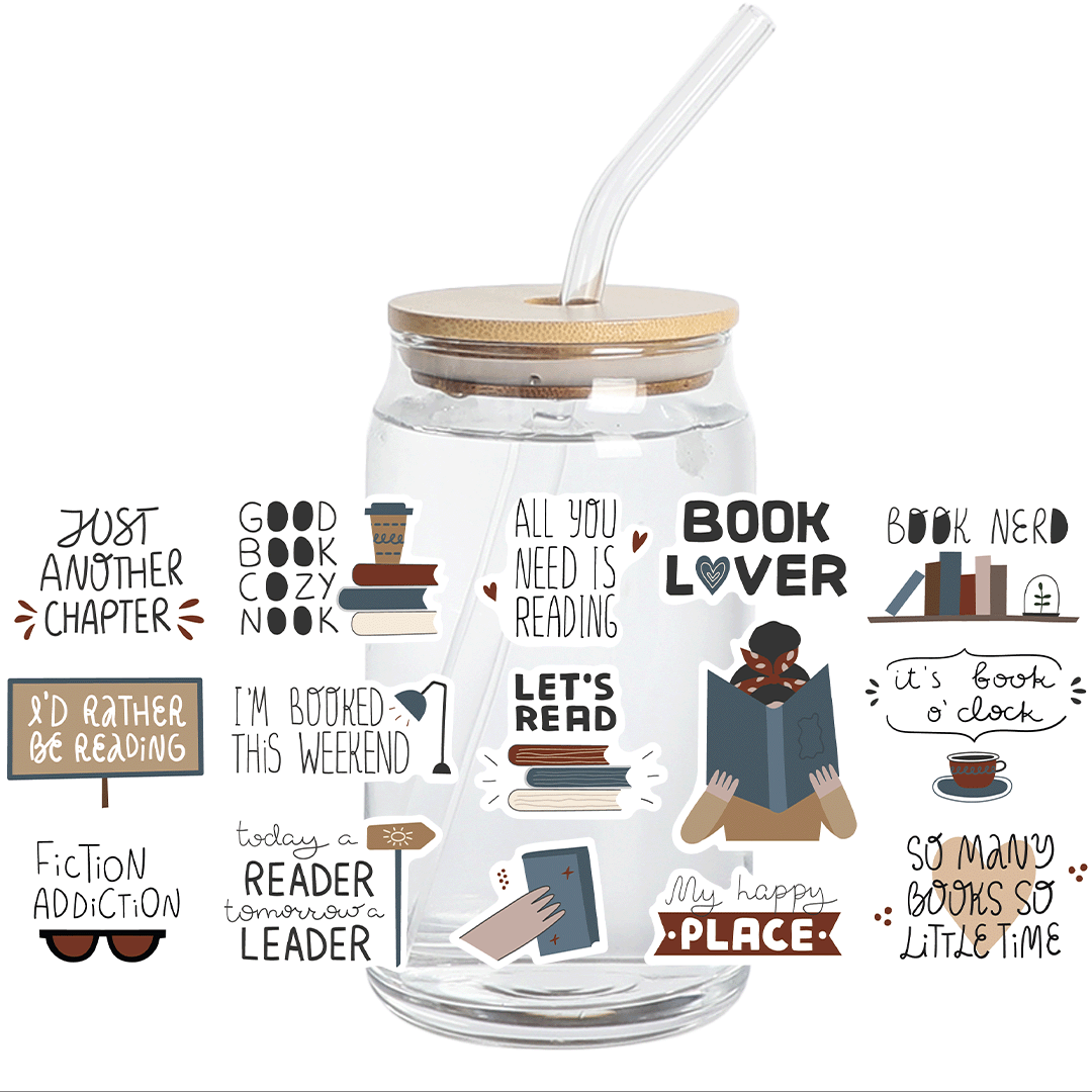 UV DTF Wrap Stickers -  Readers Book Lovers Libbey cup Wrap