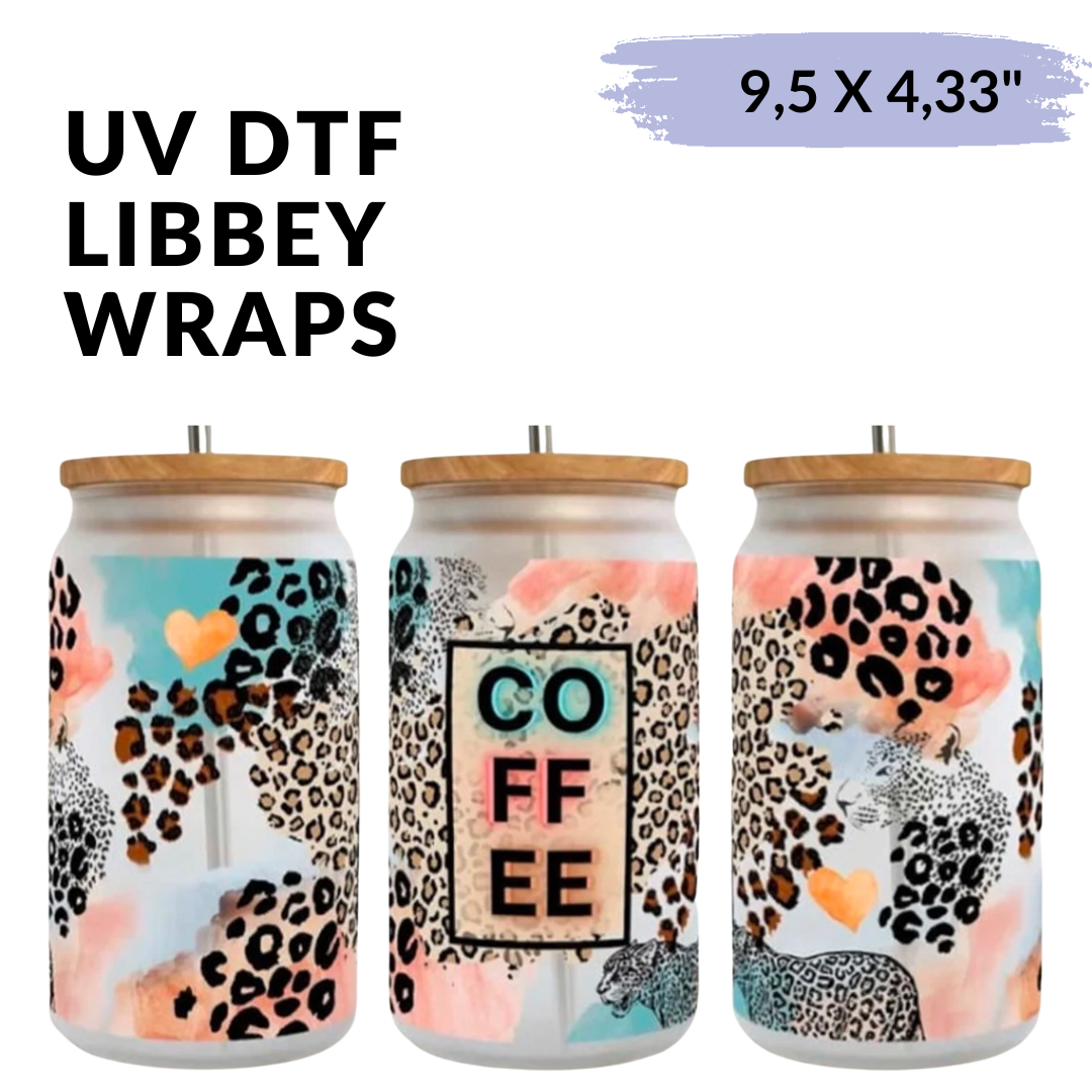 UV DTF - Coffee Animal Print libbey cup Wrap