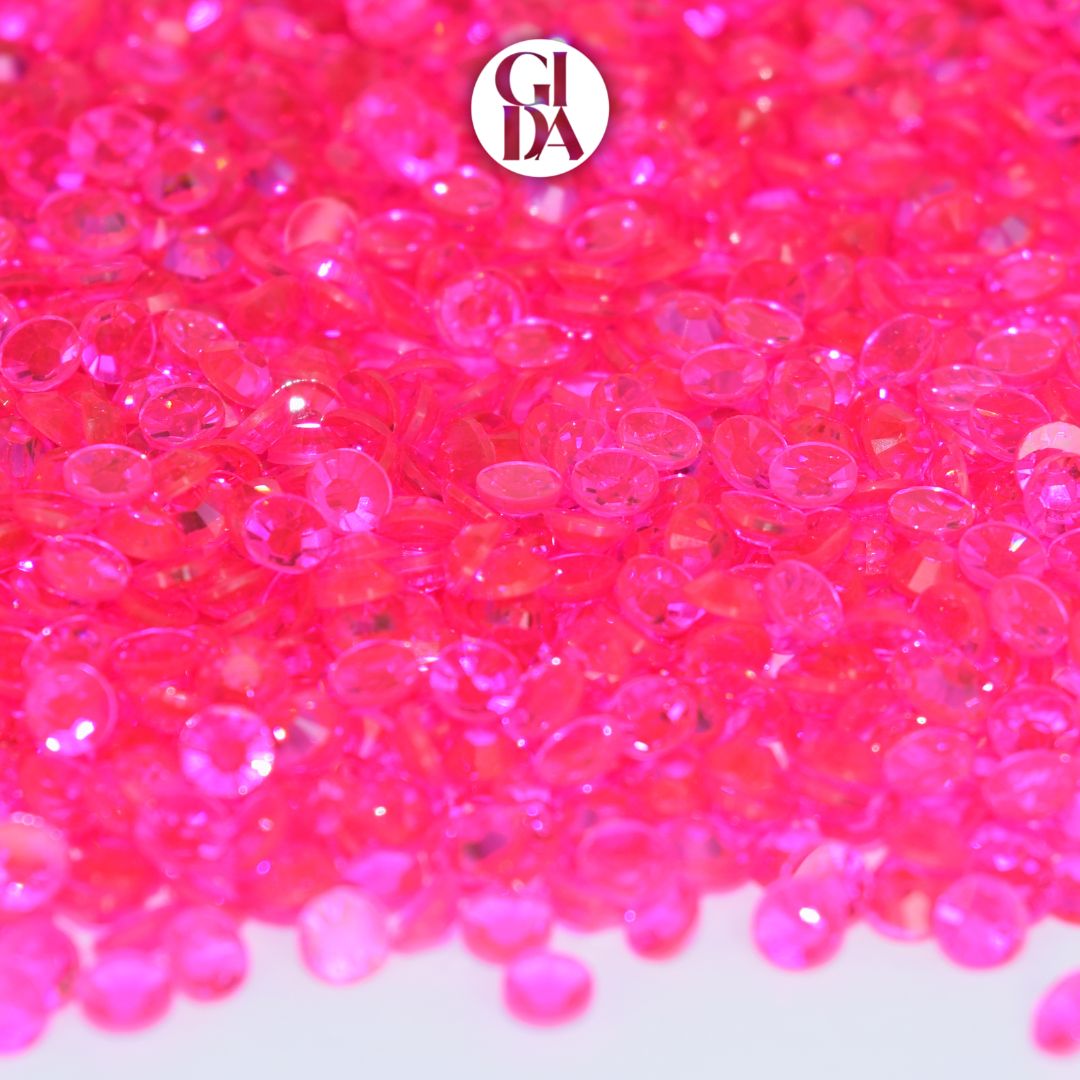 Hot Pink Transparent Flat Back Rhinestones - Bag 1.2 oz / 5.000 pcs - 3mm - GIDA DESIGN 