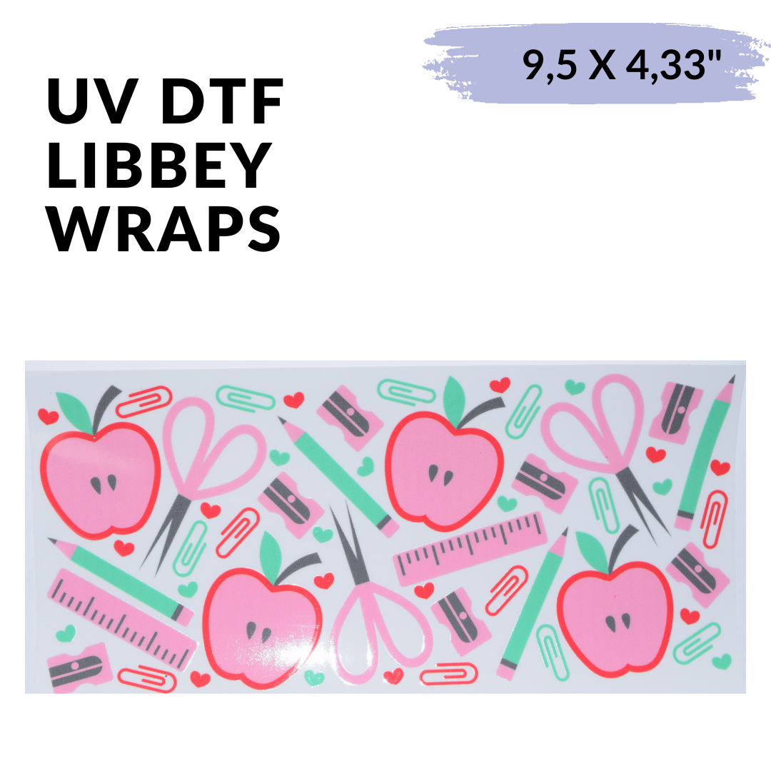 UV DTF - Pink Teacher items libbey cup Wrap