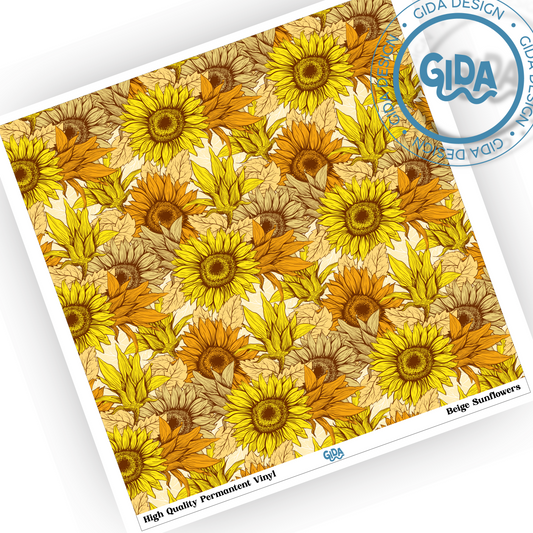 Beige Sunflowers Vinyl