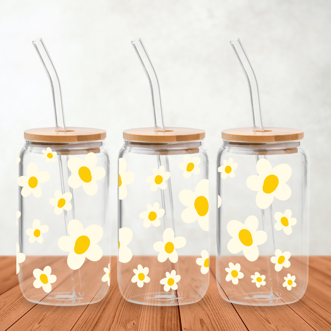 Daisies or eggs Glass Can Wrap 12 oz