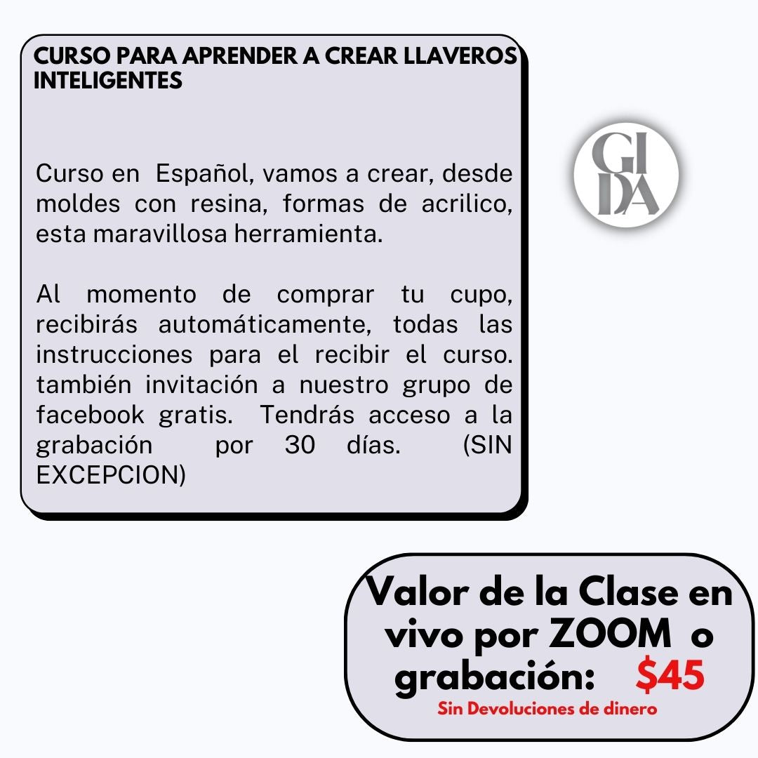 CURSO EN VIVO, Creando LLAVEROS INTELIGENTES. - GIDA DESIGN 