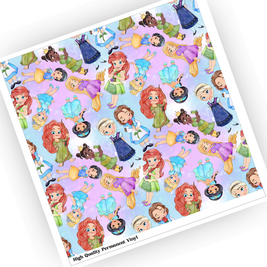 Little Cute Princess Patterned 12x12 inches Printed Vinyl