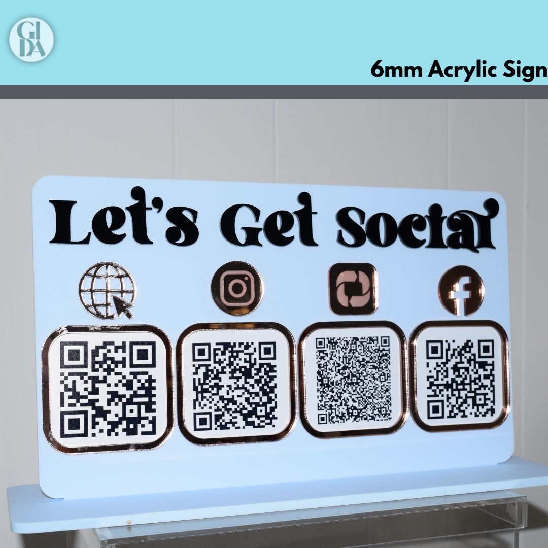 Qr Acrylic Desk Sign 12.4 x  7.6 inches - GIDA DESIGN 