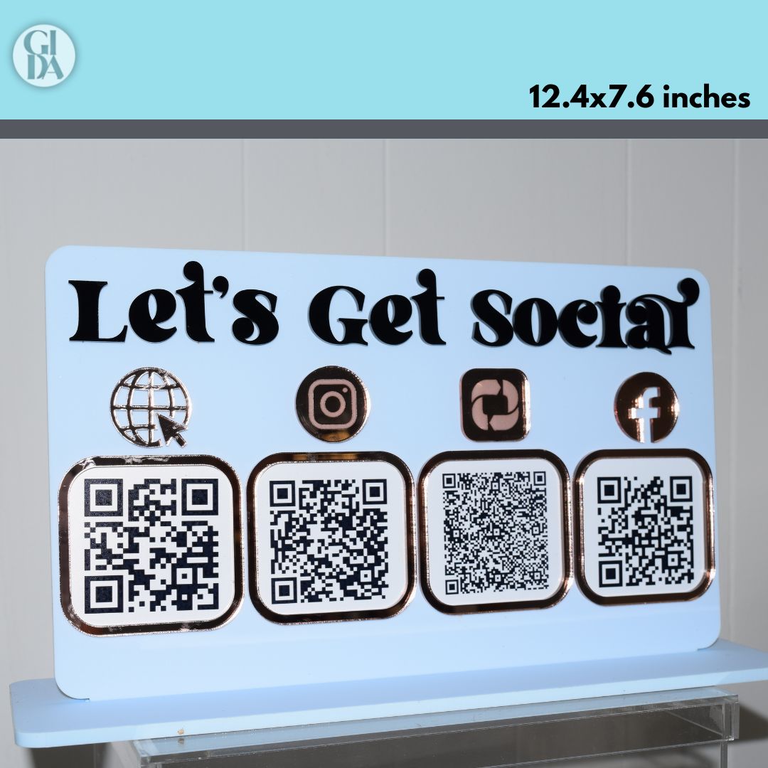 Qr Acrylic Desk Sign 12.4 x  7.6 inches - GIDA DESIGN 