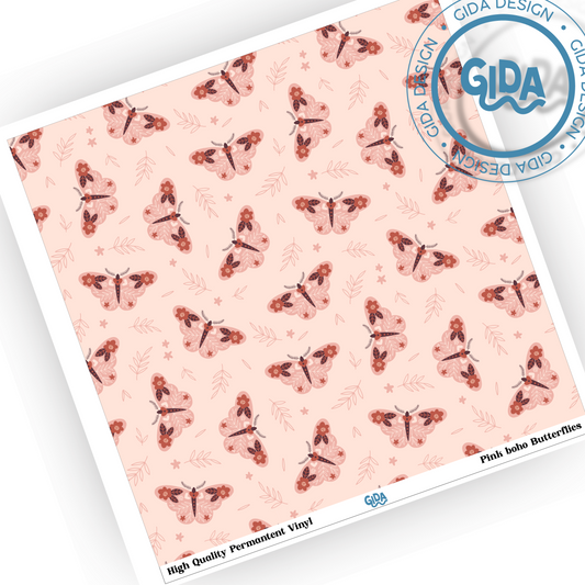 Pink boho Butterflies Vinyl