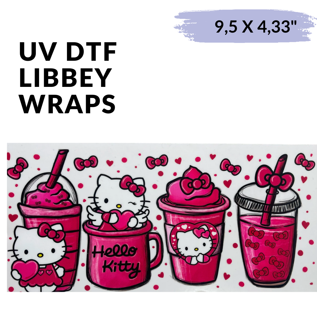 Cup Wrap Uv Dtf Sticker - Hot Pinky Cat libbey cup Wrap