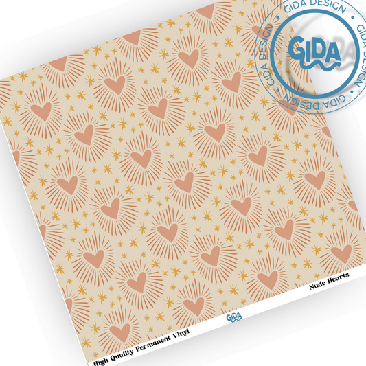 Nude Heart Patterned Vinyl