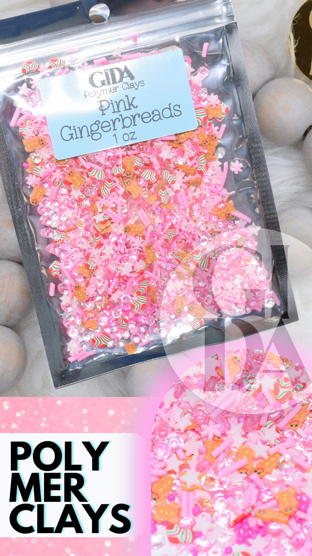 Pink Gingerbread Polymer clay 1 oz - GIDA DESIGN 